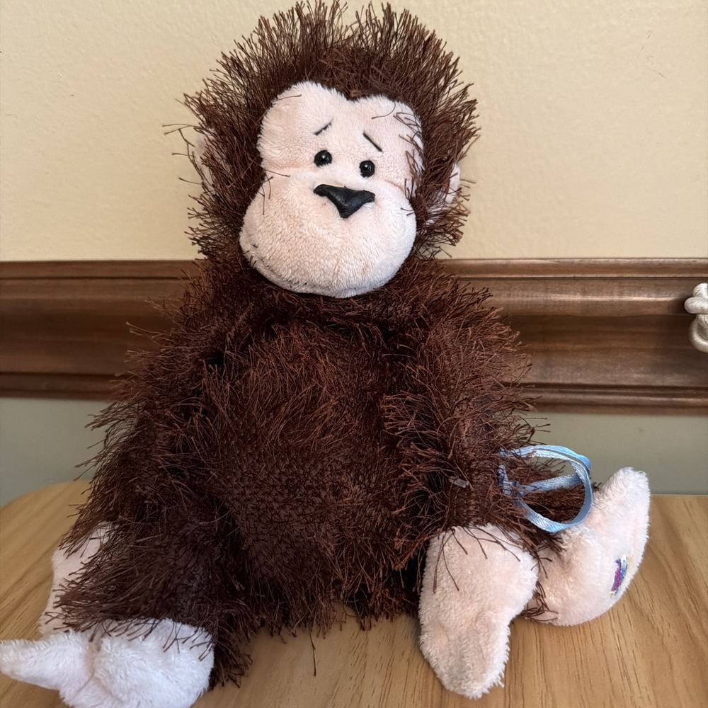 Webkinz Monkey Plush Brown Shaggy Fur Stuffed Toy Chimp Ganz No Code